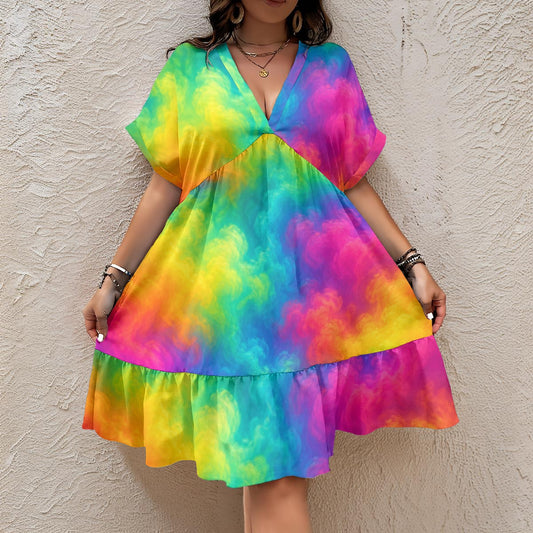 Women’s Floral V-Neck Short Sleeve Dress