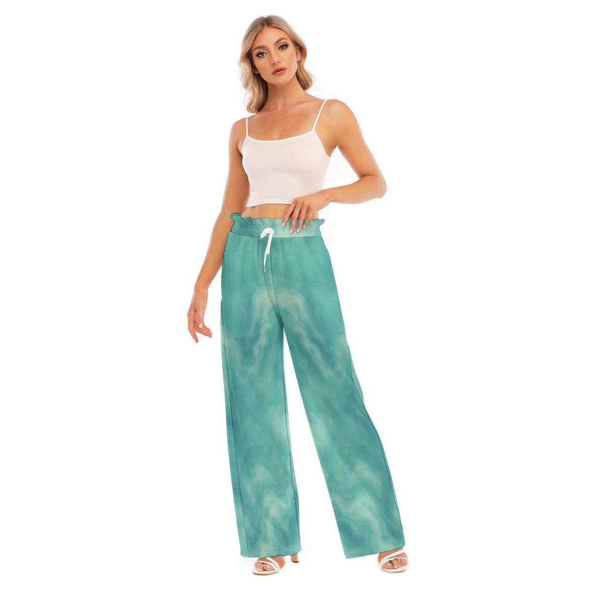 Women's Waist Fungus Edge Wide-leg Pants