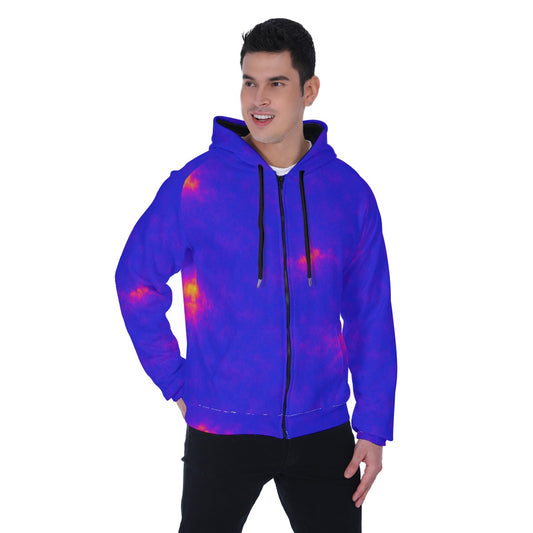 Men's Heavy Fleece Raglan Zip Up Hoodie With Pocket