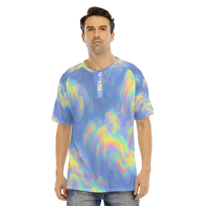 Men's Raglan Sleeve T-shirt With Button Closure