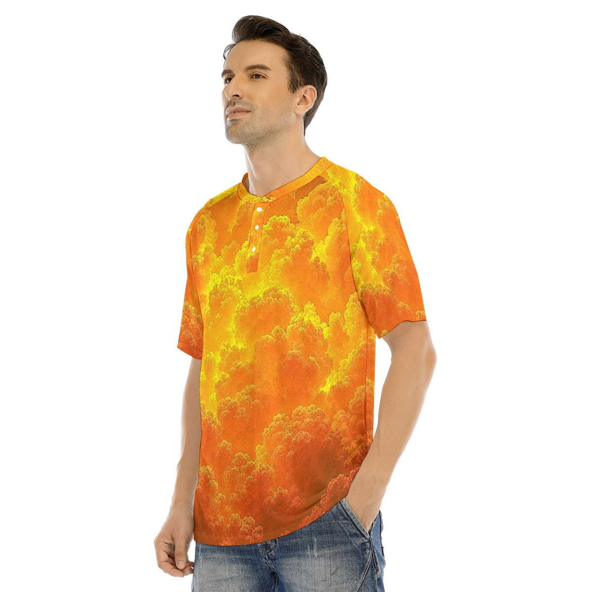 Men's Raglan Sleeve T-shirt With Button Closure