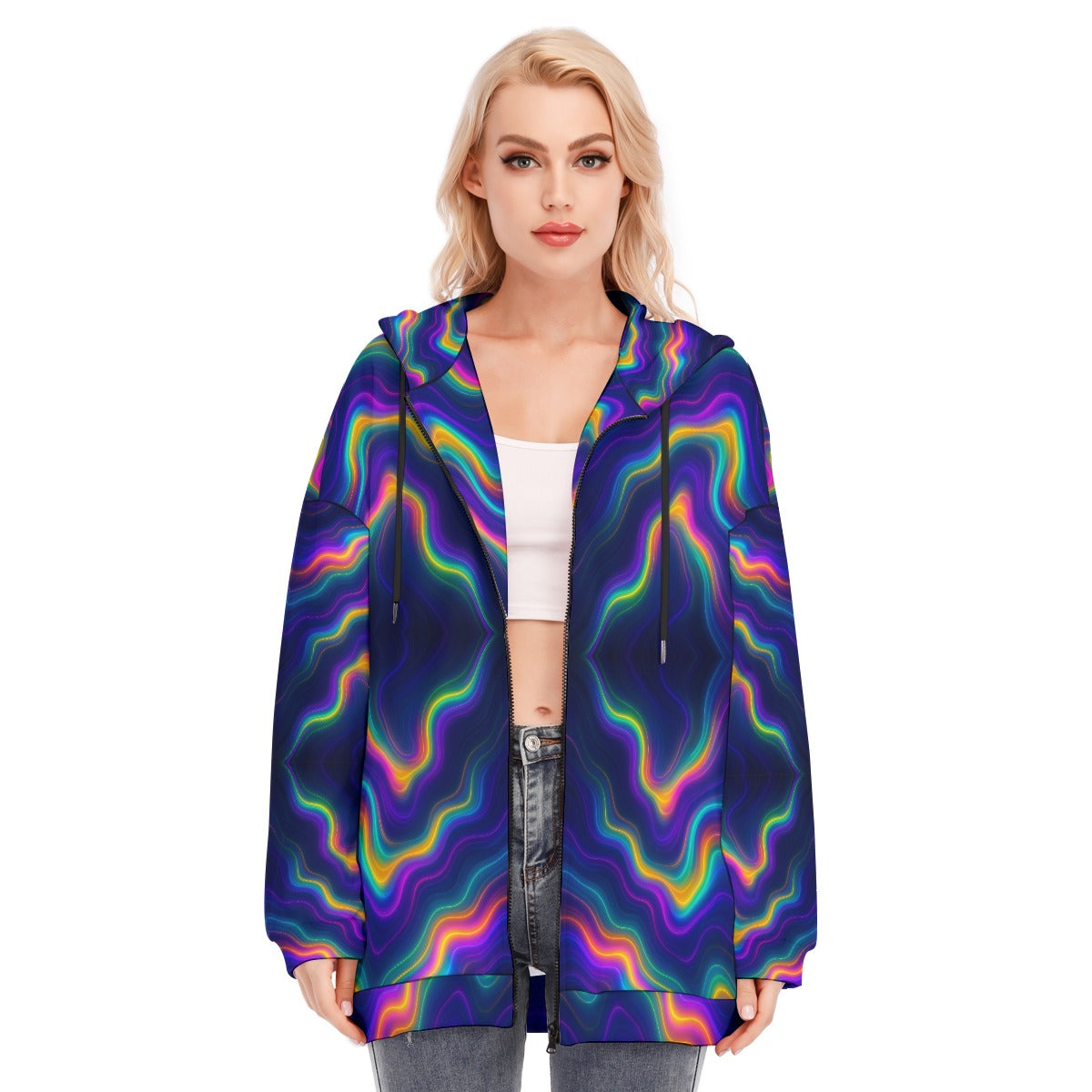 Women's Long Hoodie With Zipper Closure