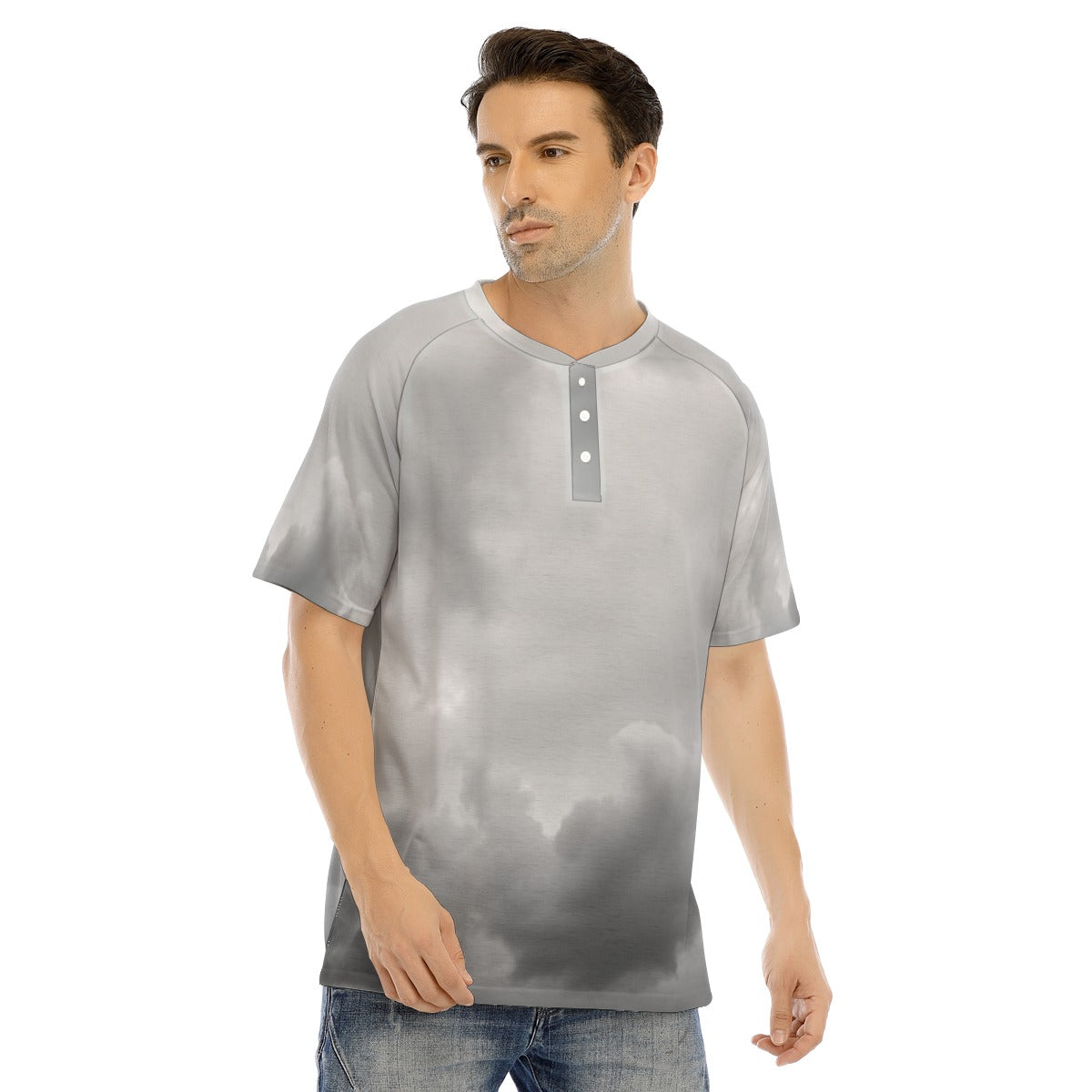 Men's Raglan Sleeve T-shirt With Button Closure