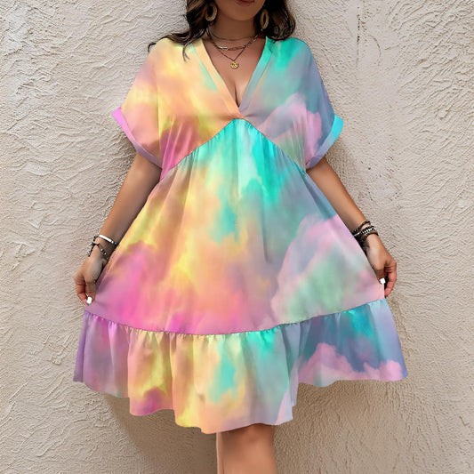 Women’s Floral V-Neck Short Sleeve Dress