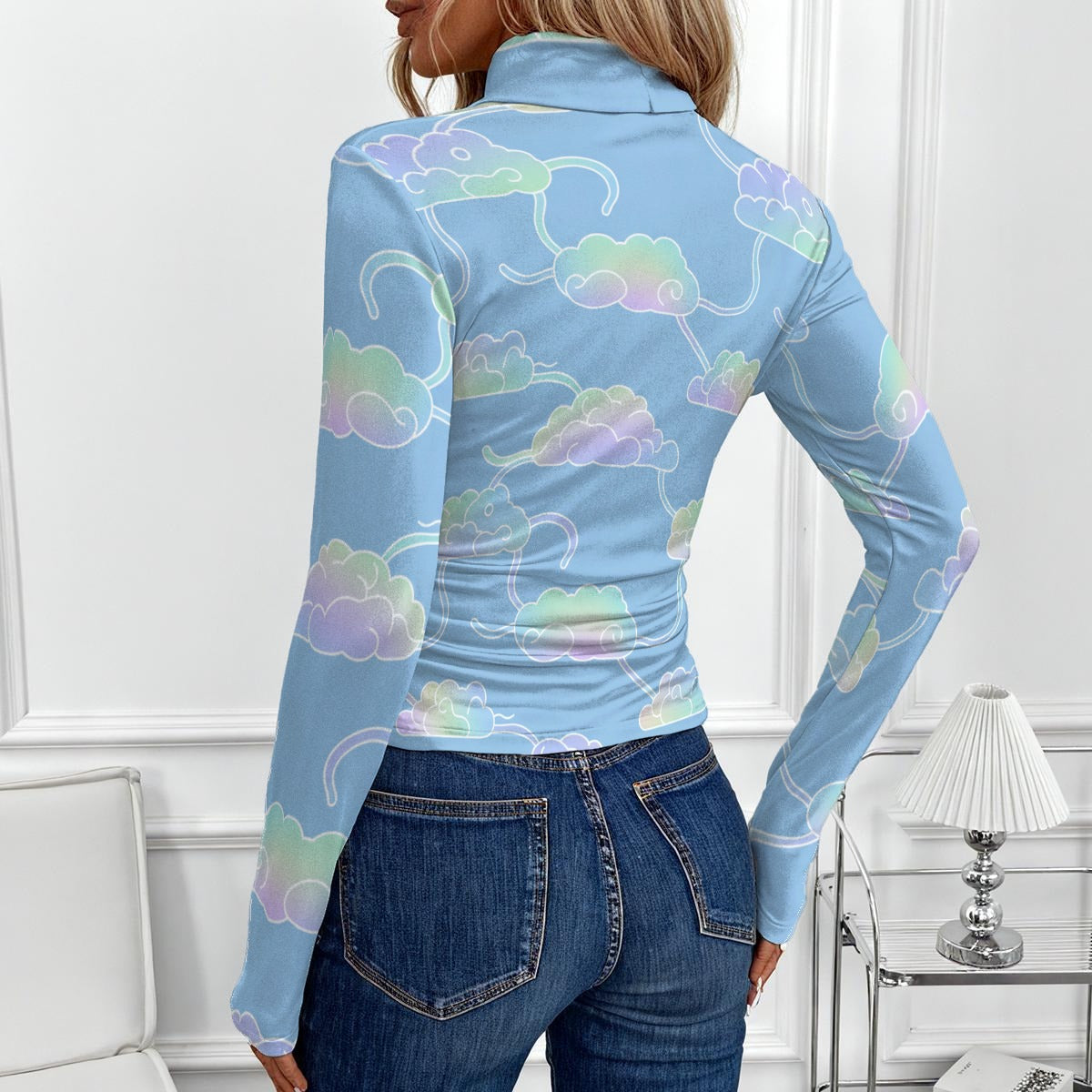 Women's Women's High-Neck Top With Long Sleeve