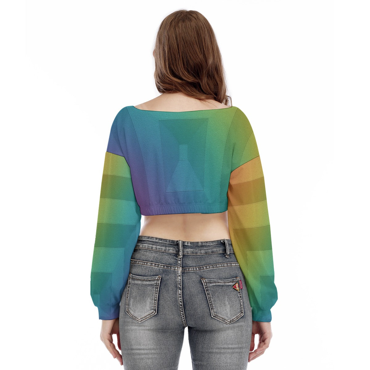 Women's V-neck Long Sleeve Cropped Sweatshirt