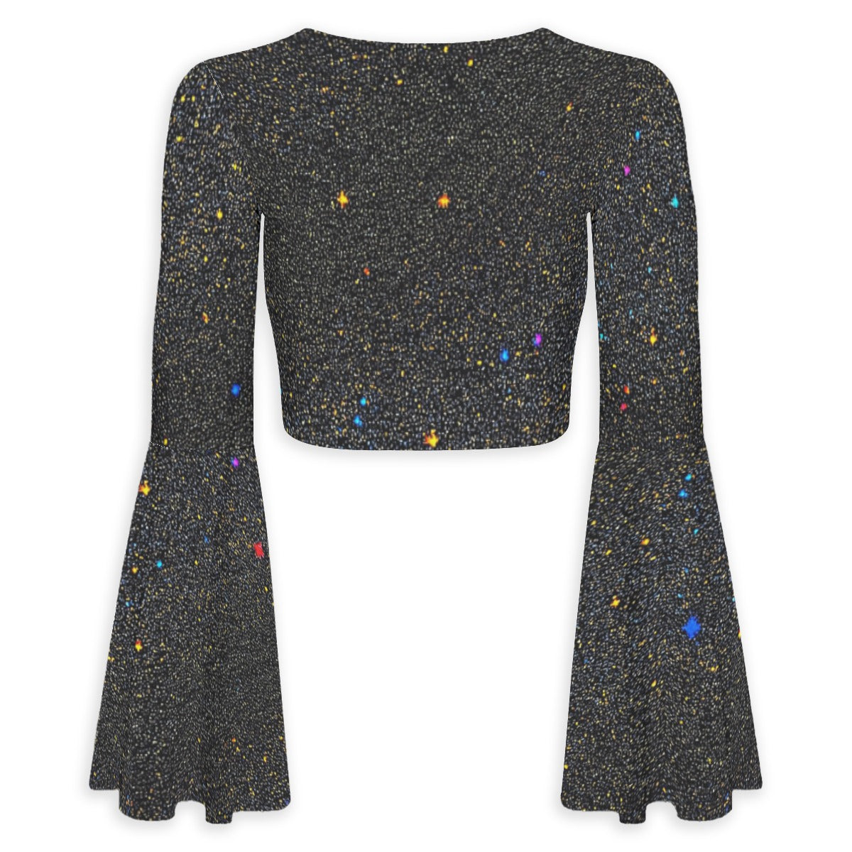 Women's Elegant Flared Sleeve Tie-Front Crop Top