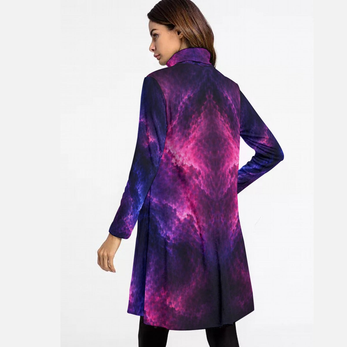 Women's High Neck Dress With Long Sleeve