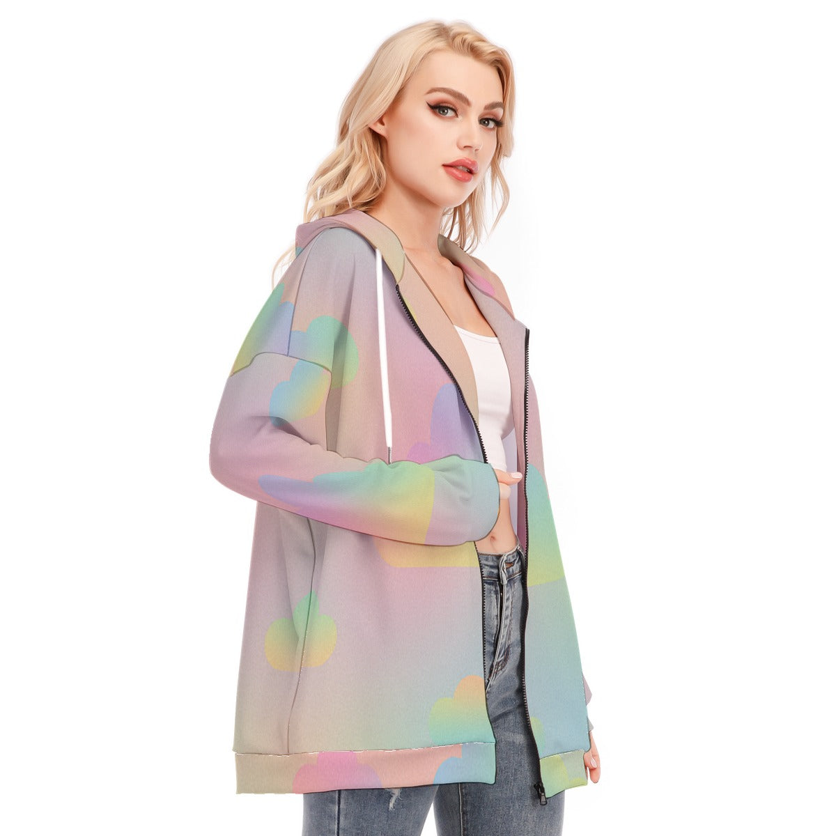 Women's Long Hoodie With Zipper Closure