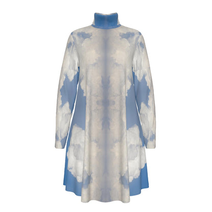 Women's High Neck Dress With Long Sleeve