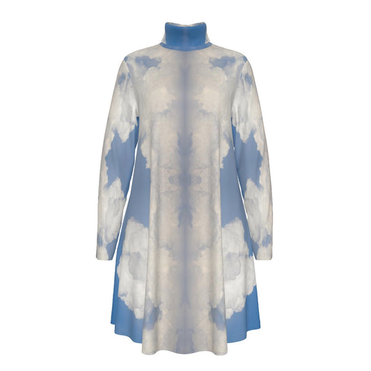 Women's High Neck Dress With Long Sleeve