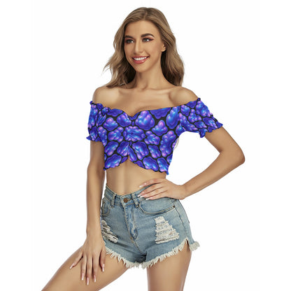 Women's One-shoulder Off-the-navel Short Sleeve T-shirt