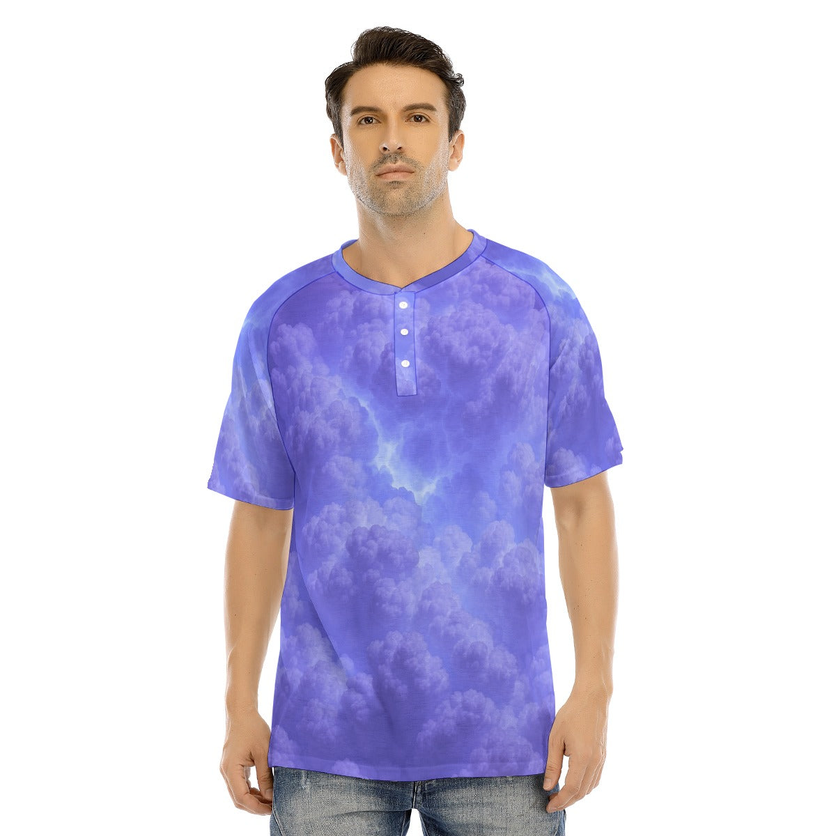 Men's Raglan Sleeve T-shirt With Button Closure