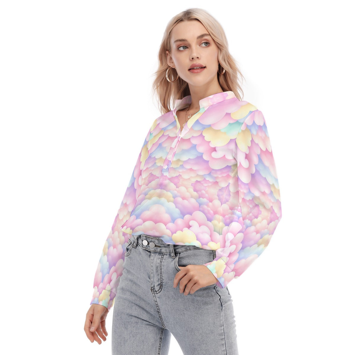 Women's Long Sleeve Blouse With Button Closure