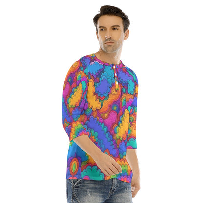 Men's Bracelet Sleeve T-shirt With Button Closure - view 2