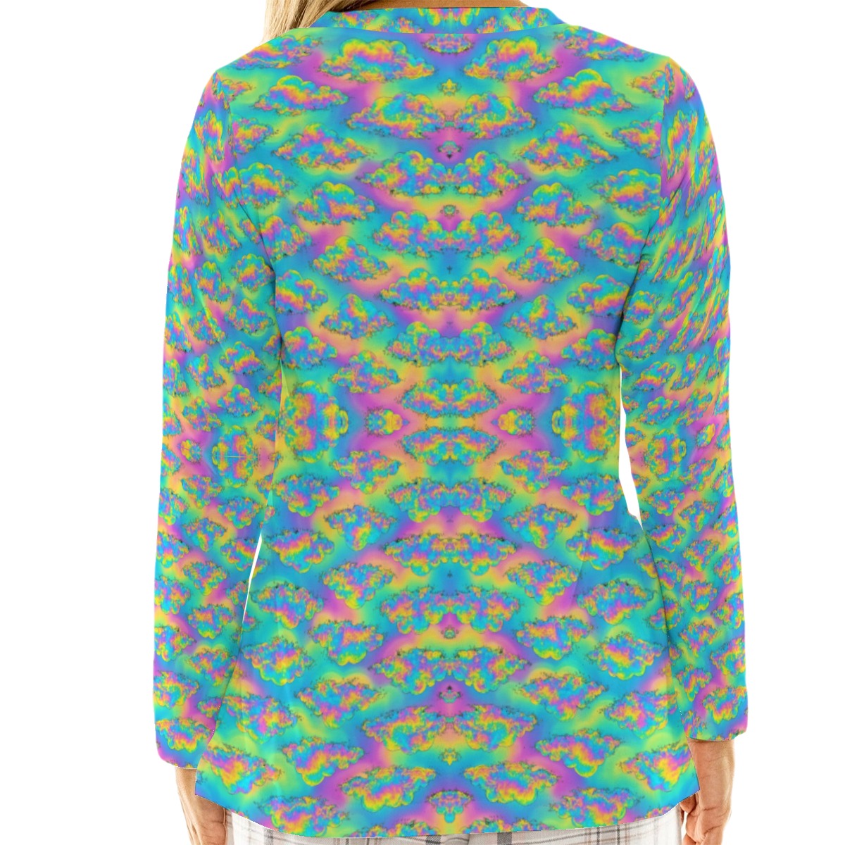 Women's Loose V-Neck T-Shirt With Long Sleeve