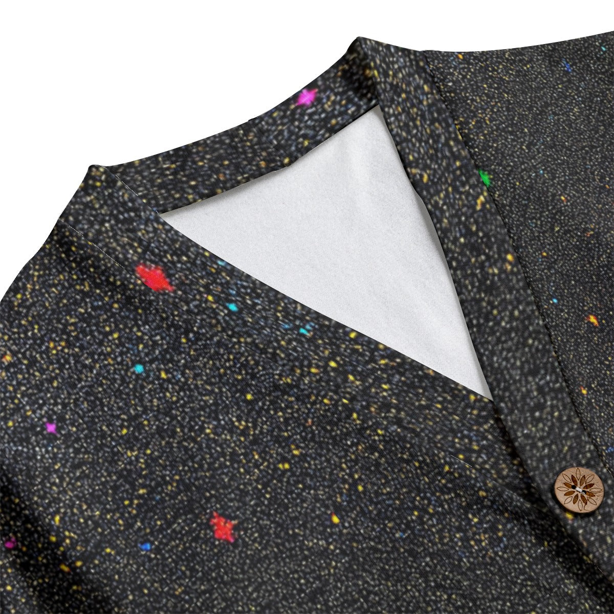 Unisex V-neck Knitted Fleece Cardigan With Button Closure