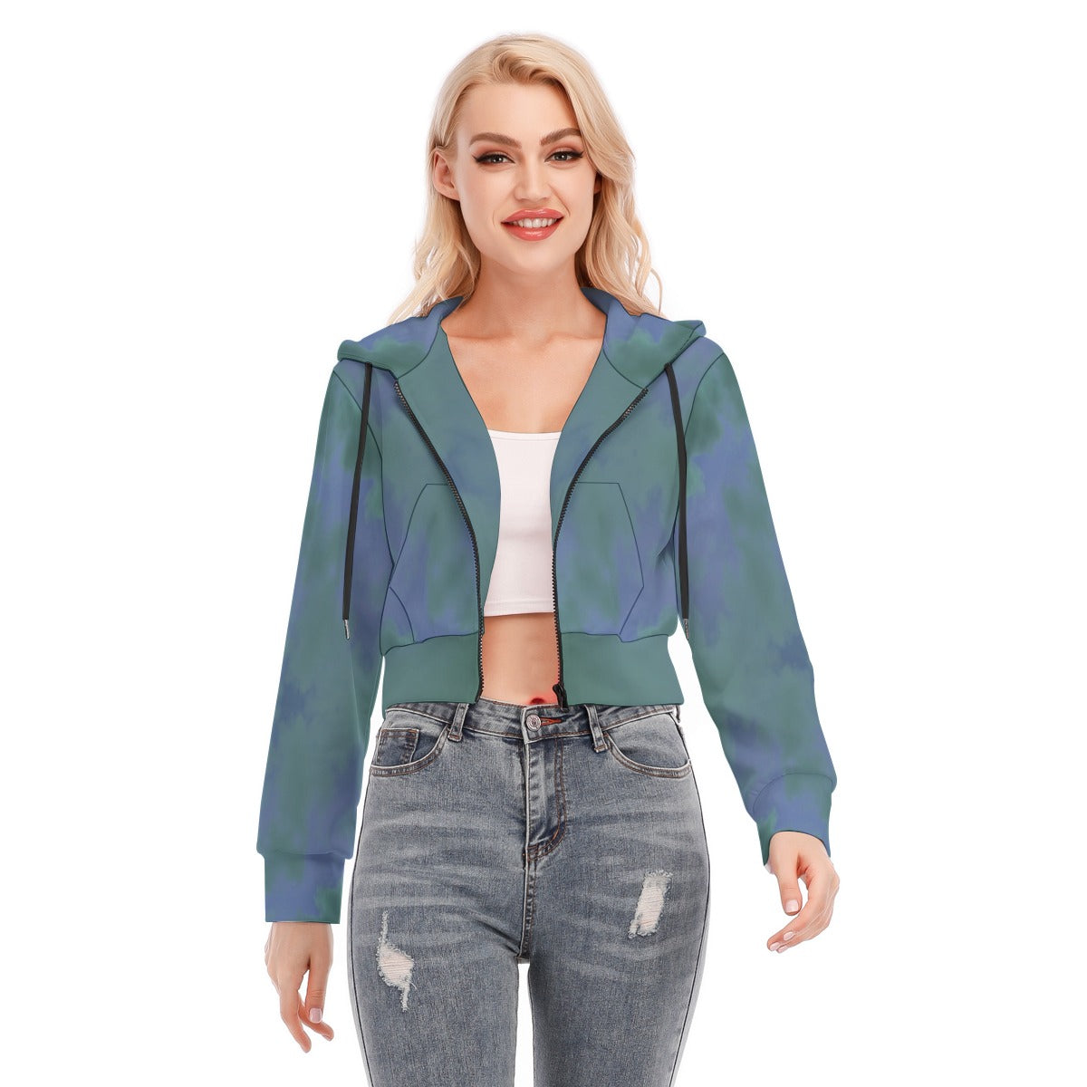 Women's Crop Top Hoodie With Zipper Closure