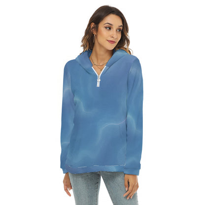 Women's Borg Fleece Hoodie With Half Zip