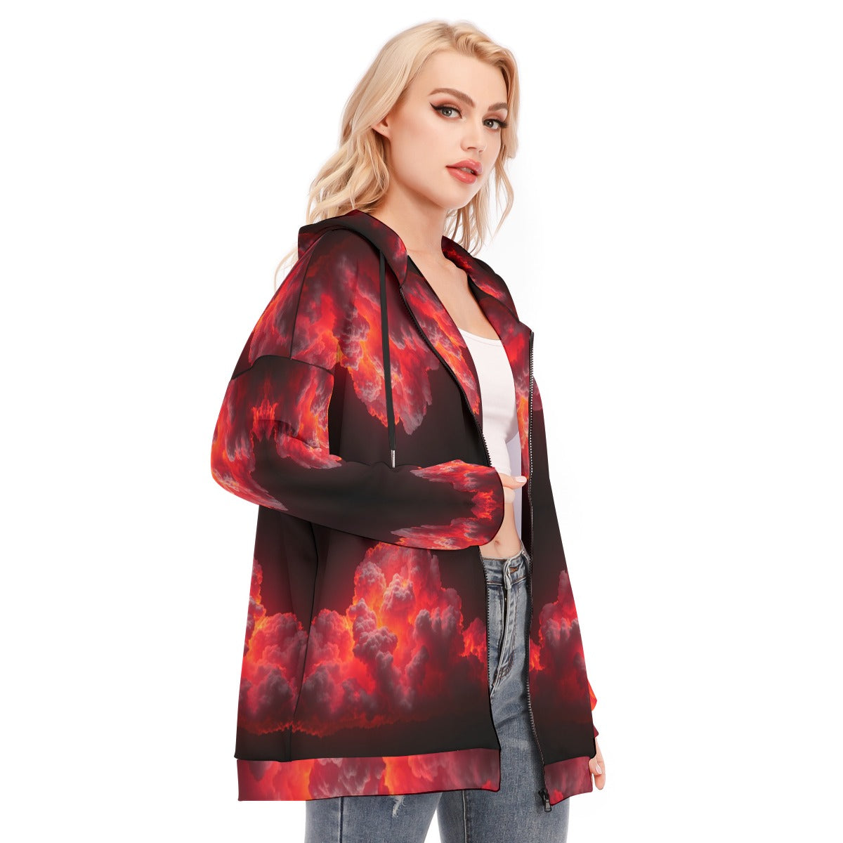 Women's Long Hoodie With Zipper Closure