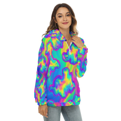 Women's Borg Fleece Hoodie With Half Zip