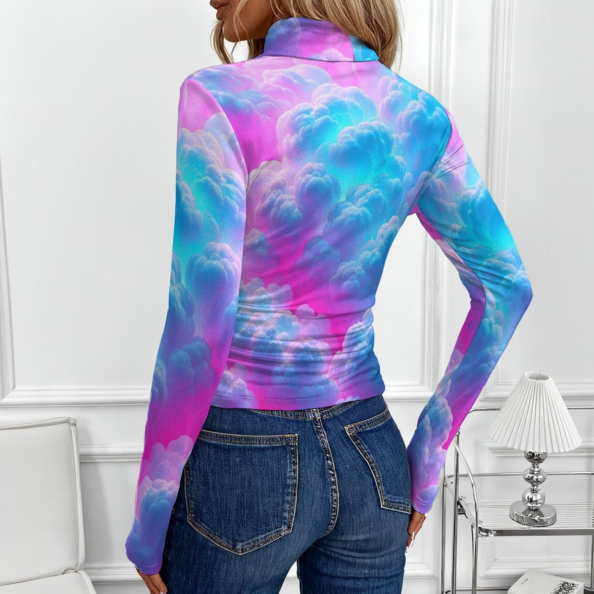 Women's Women's High-Neck Top With Long Sleeve