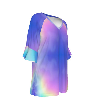 V-neck Women's T-shirt With Bell Sleeve