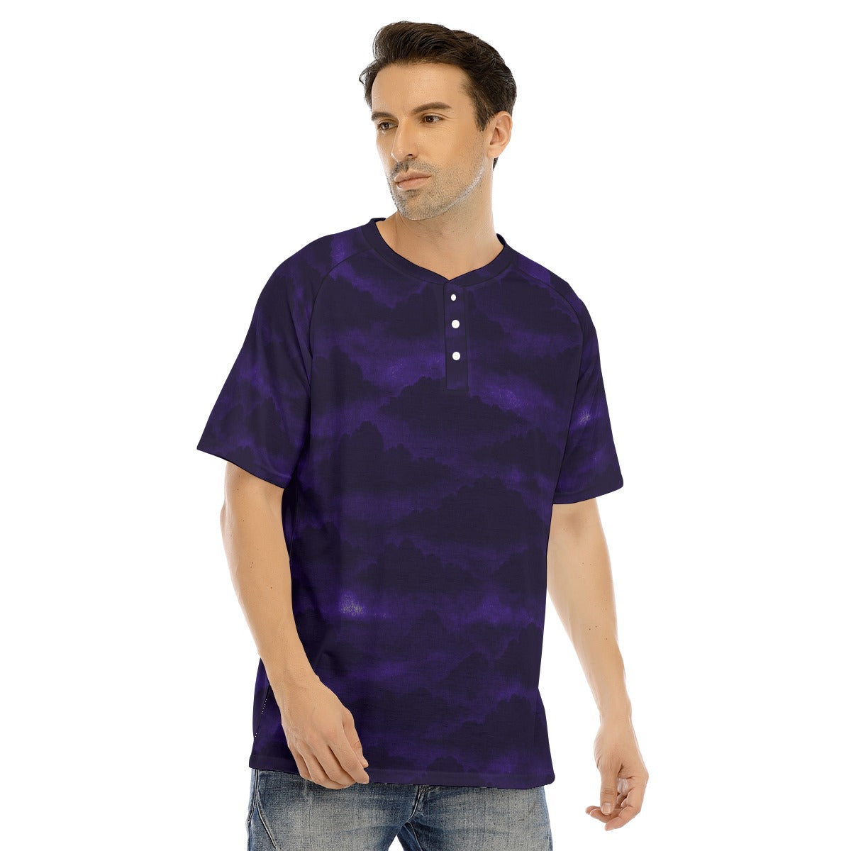 Men's Raglan Sleeve T-shirt With Button Closure