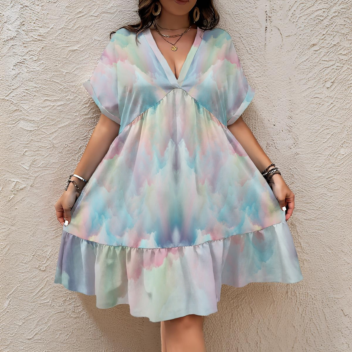 Women’s Floral V-Neck Short Sleeve Dress