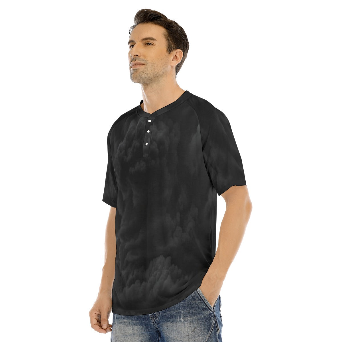 Men's Raglan Sleeve T-shirt With Button Closure