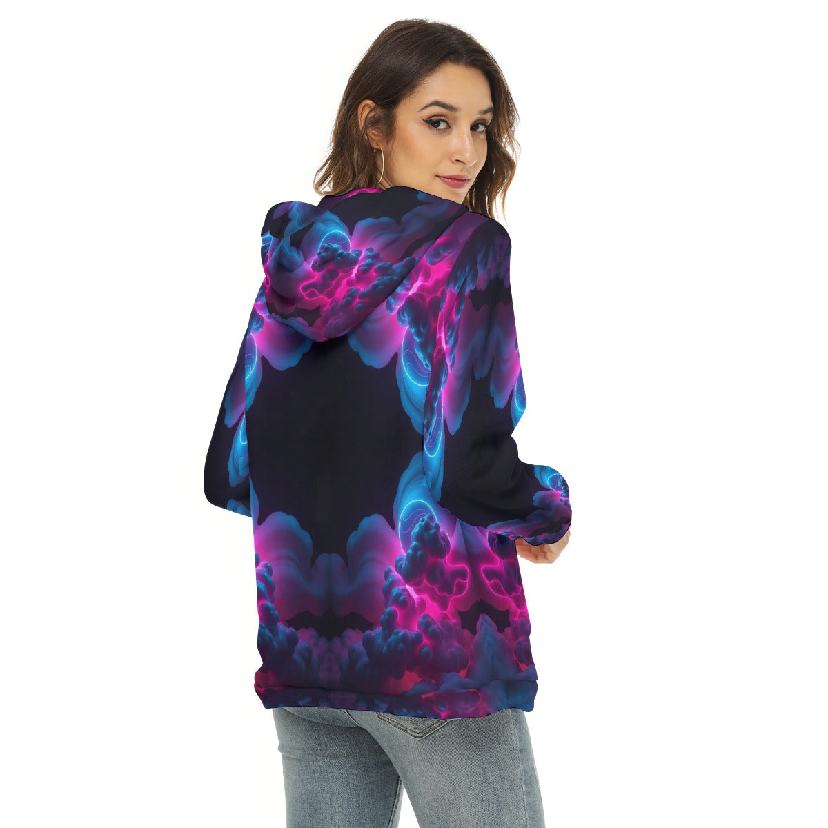 Women's Borg Fleece Hoodie With Half Zip