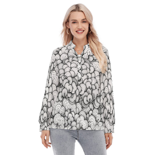 Women's Long Sleeve Blouse With Button Closure