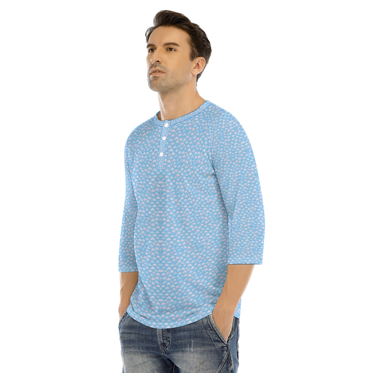 Men's Bracelet Sleeve T-shirt With Button Closure - view 3