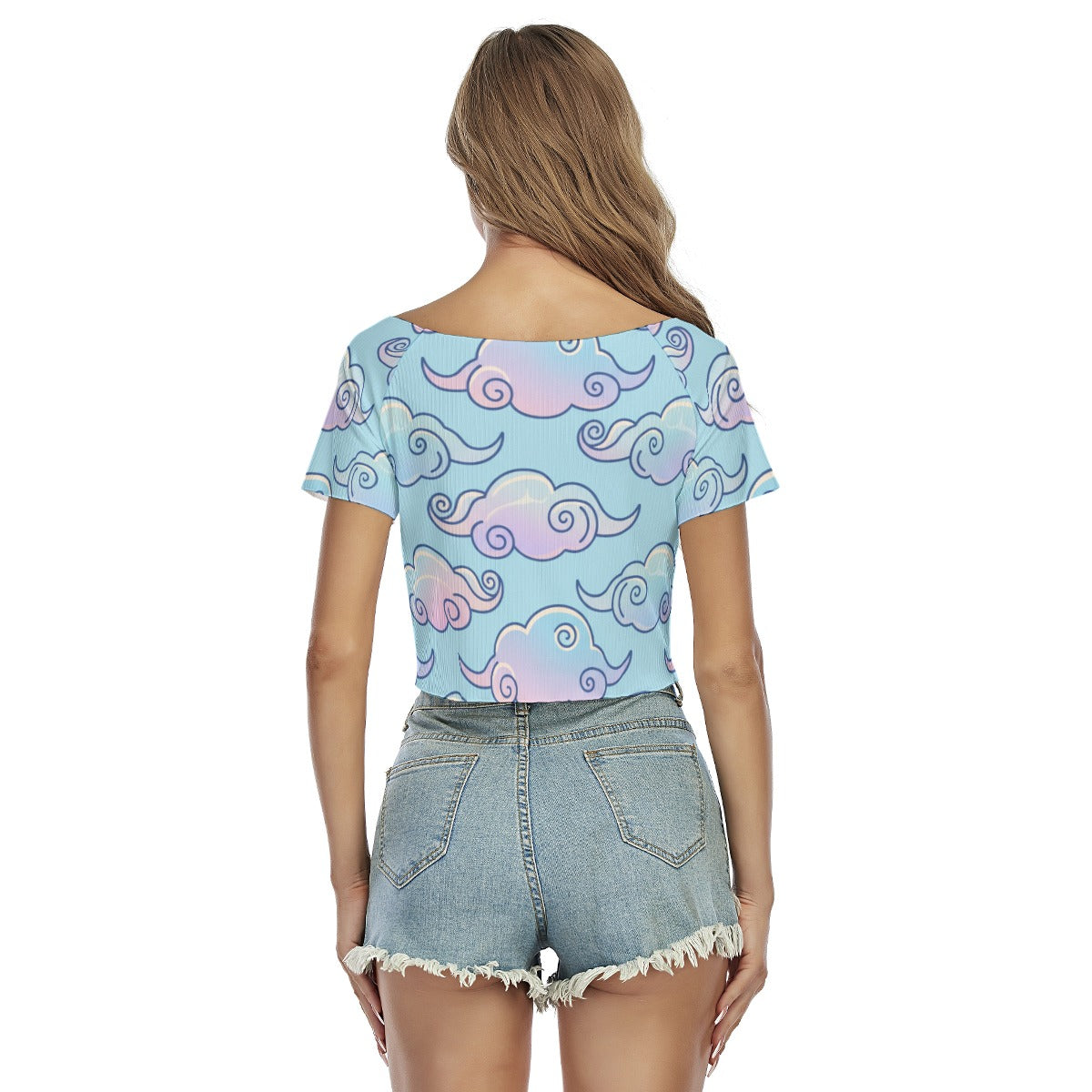 Women's Raglan Drawstring Front Crop Tee
