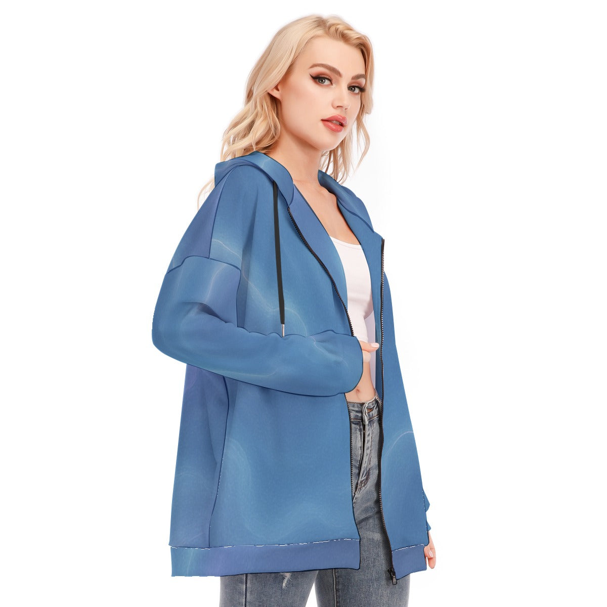 Women's Long Hoodie With Zipper Closure