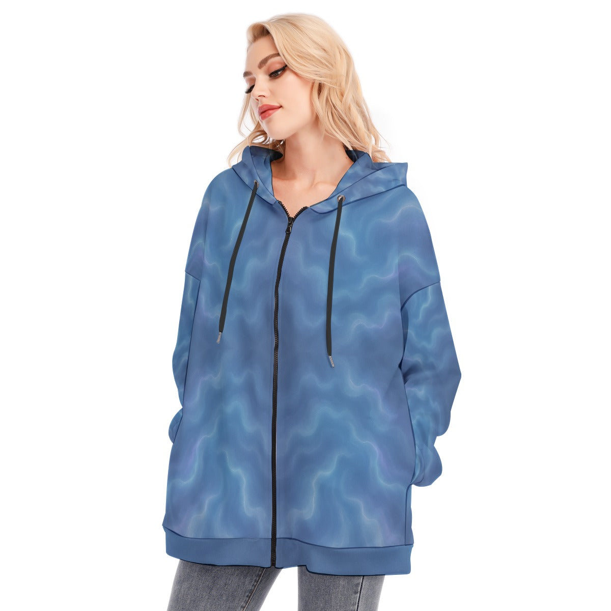 Women's Long Hoodie With Zipper Closure