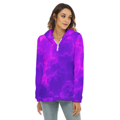 Women's Borg Fleece Hoodie With Half Zip