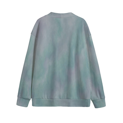 Unisex V-neck Knitted Fleece Cardigan With Button Closure