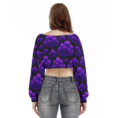 Women's V-neck Long Sleeve Cropped Sweatshirt