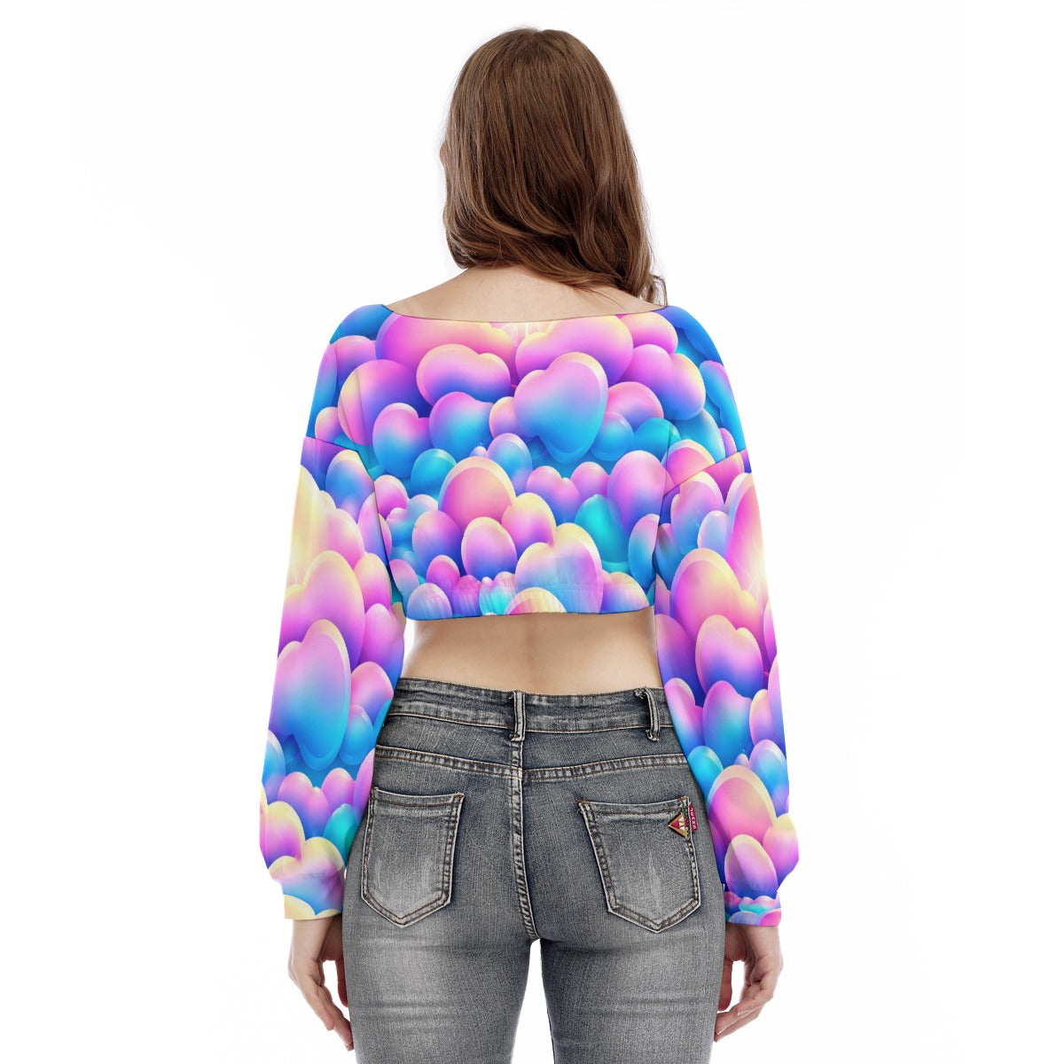 Women's V-neck Long Sleeve Cropped Sweatshirt