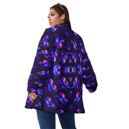 Unisex Borg Fleece Stand-up Collar Coat With Zipper Closure(Plus Size)