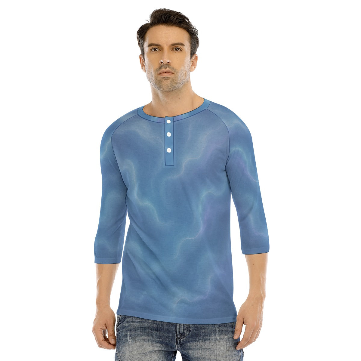 Men's Bracelet Sleeve T-shirt With Button Closure - view 1