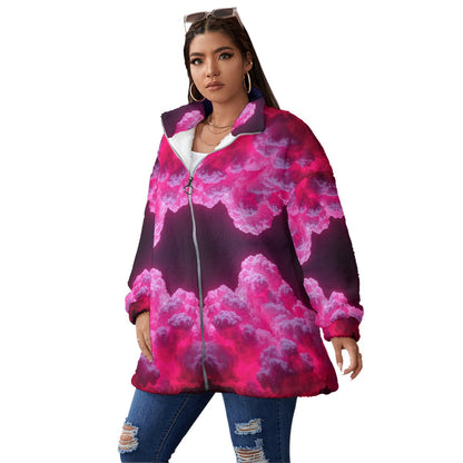 Unisex Borg Fleece Stand-up Collar Coat With Zipper Closure(Plus Size)