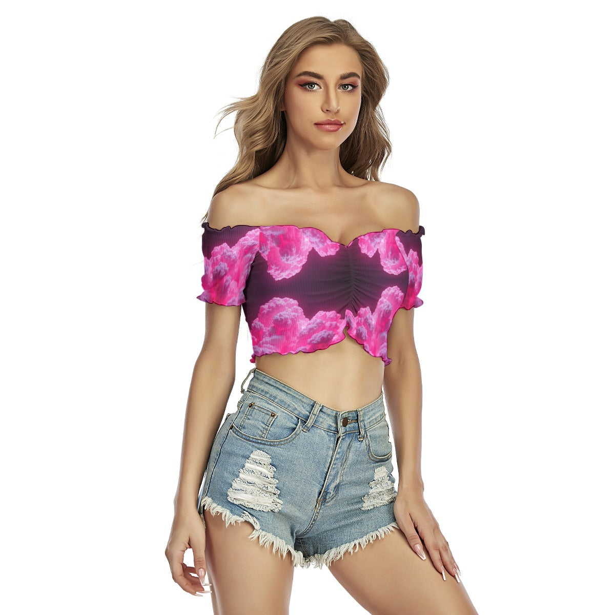 Women's One-shoulder Off-the-navel Short Sleeve T-shirt