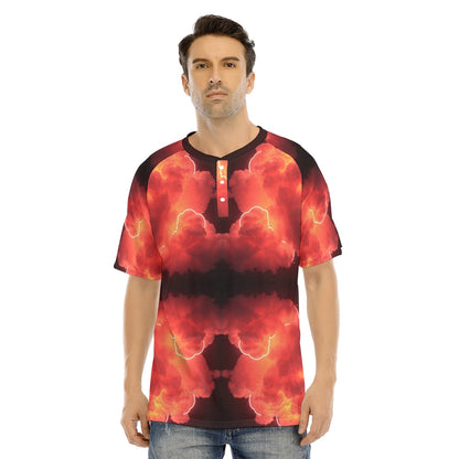 Men's Raglan Sleeve T-shirt With Button Closure