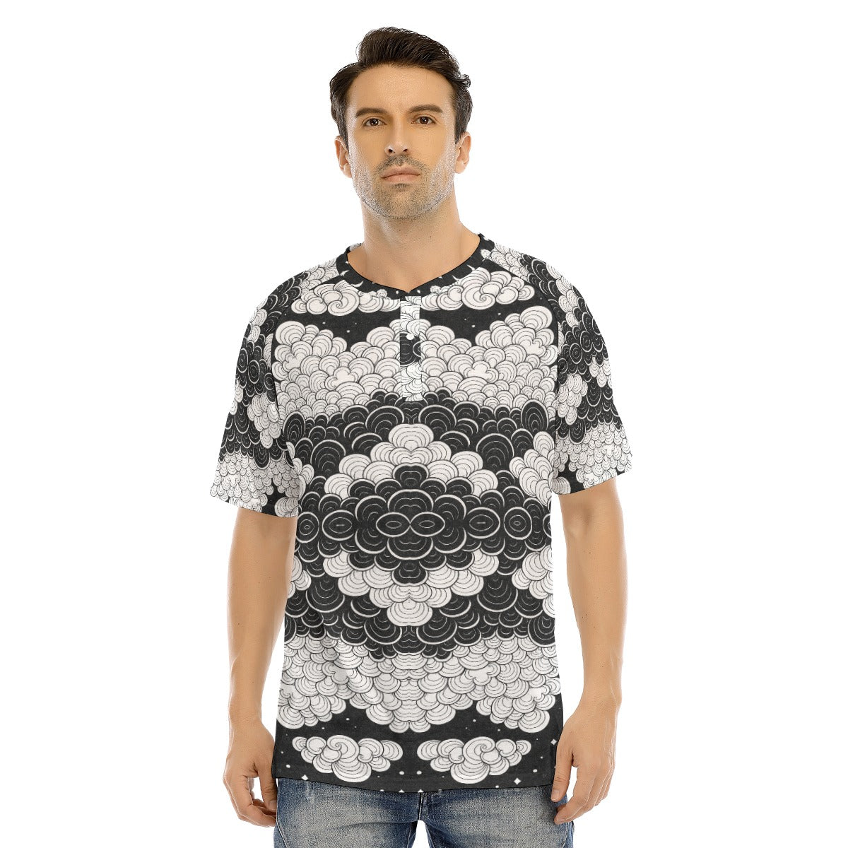 Men's Raglan Sleeve T-shirt With Button Closure