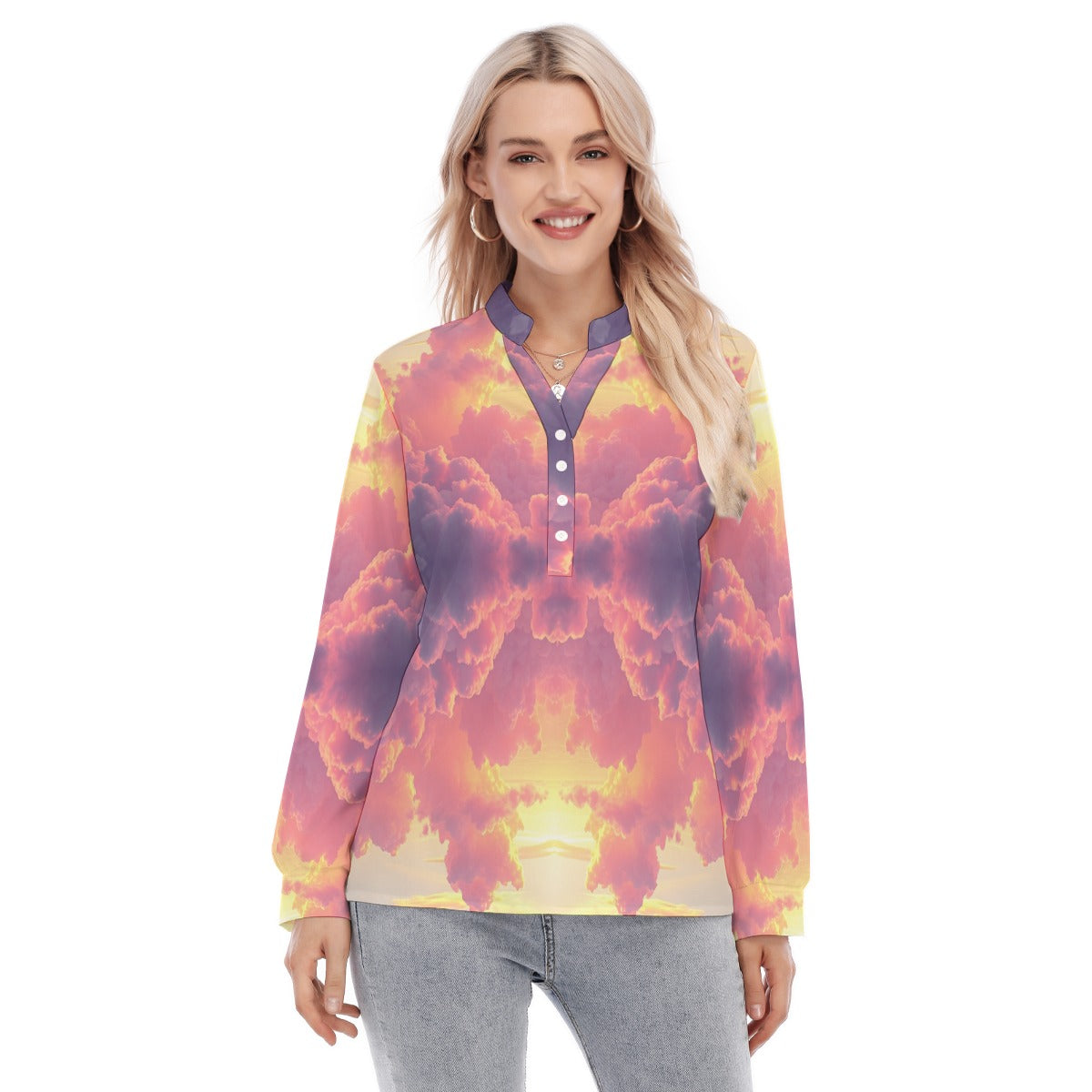 Women's Long Sleeve Blouse With Button Closure