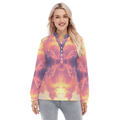 Women's Long Sleeve Blouse With Button Closure