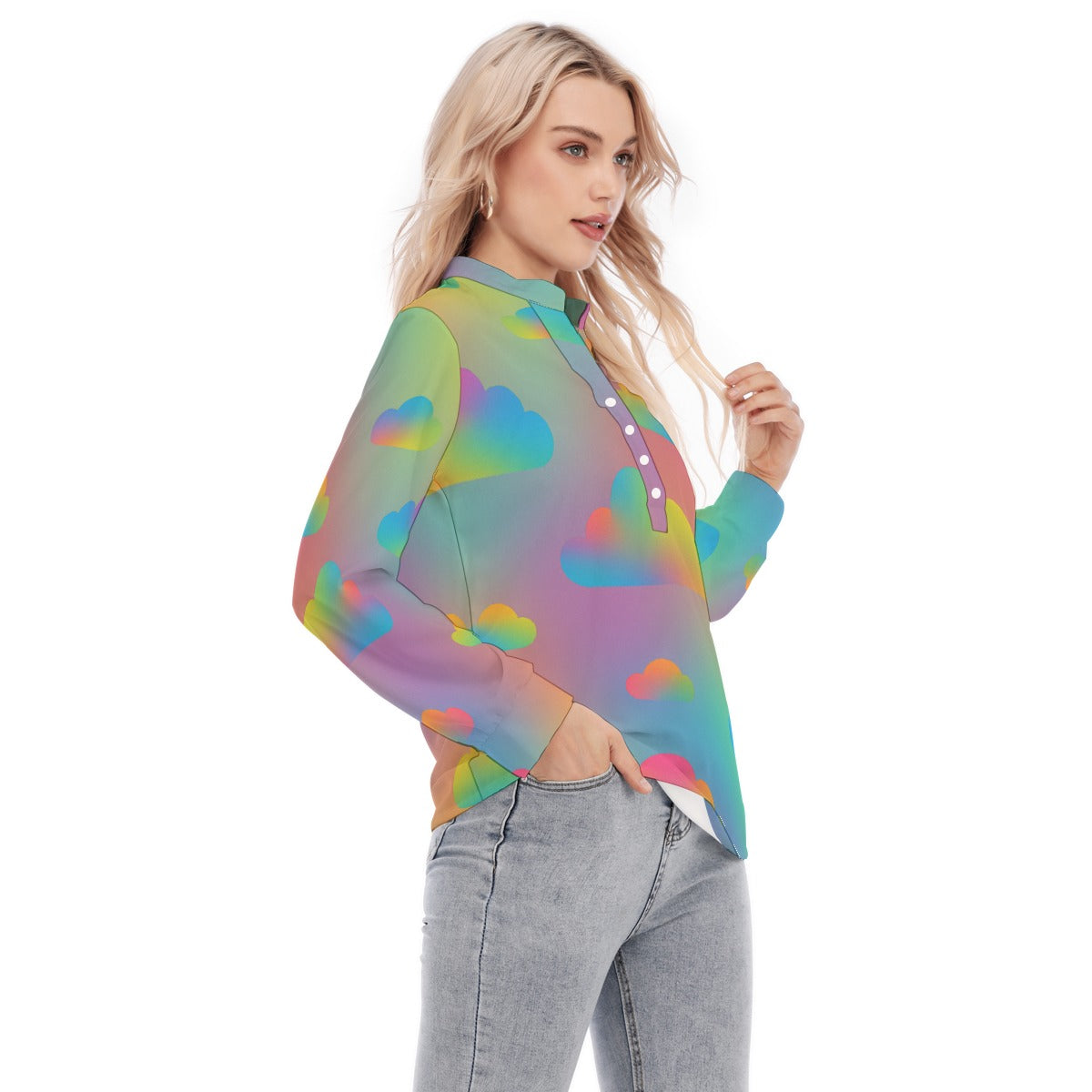 Women's Long Sleeve Blouse With Button Closure