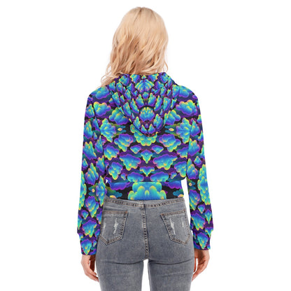 Women's Crop Top Hoodie With Zipper Closure